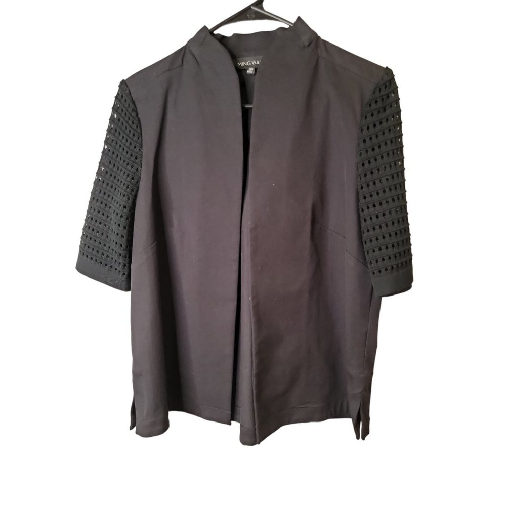 Ming Wang Size XS Womens Jacket Black Short Sleeve Blazer